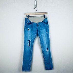 Indigo Blue Distressed Maternity Jeans